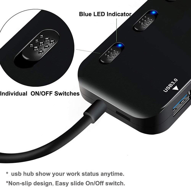 USB-C 4-Port 3.0 Hub with Switch - Gaming Accessory