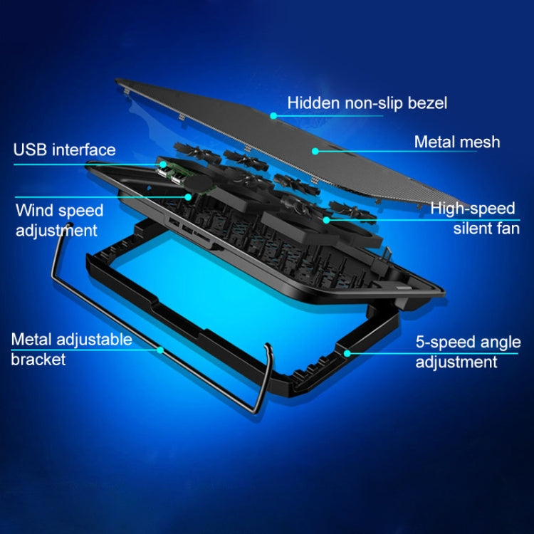 6-Fan Quiet Laptop Cooling Pad