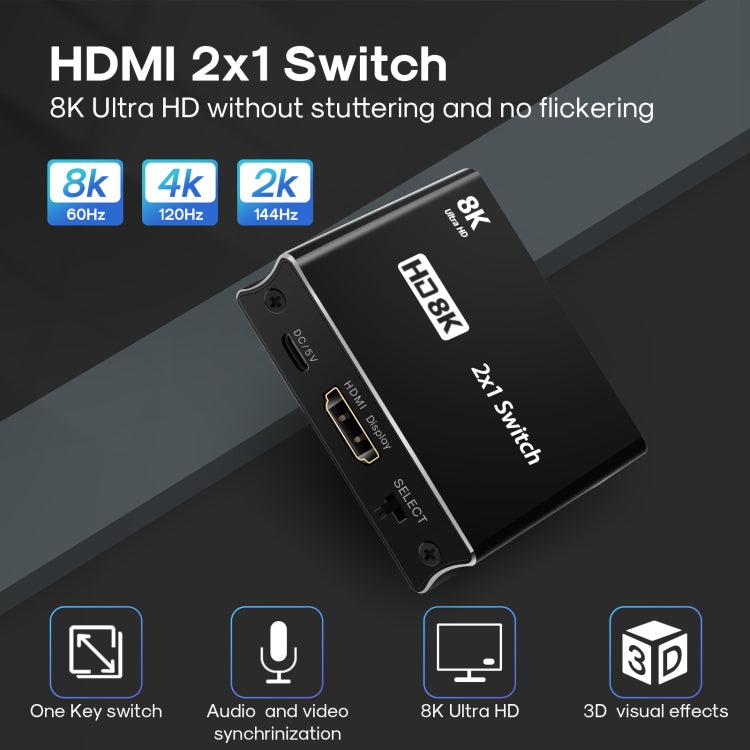Commutateur HDMI 2x1 NK-W80 8K UHD pour PC Gaming