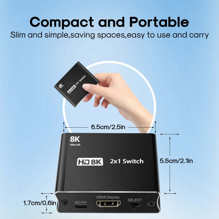 Commutateur HDMI 2x1 NK-W80 8K UHD pour PC Gaming