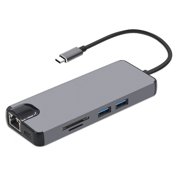 8-in-1 Type-C PC Adapter: HDMI, USB, LAN, and More