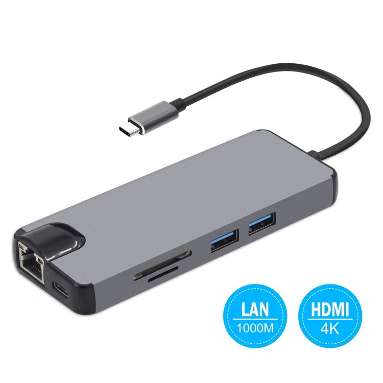 8-in-1 Type-C PC Adapter: HDMI, USB, LAN, and More