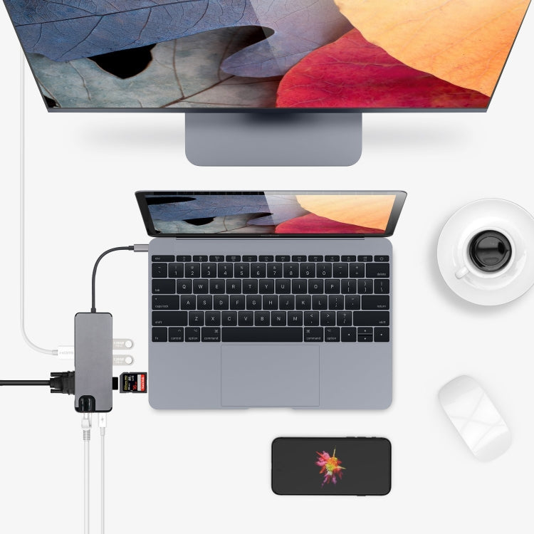 8-in-1 Type-C PC Adapter: HDMI, USB, LAN, and More