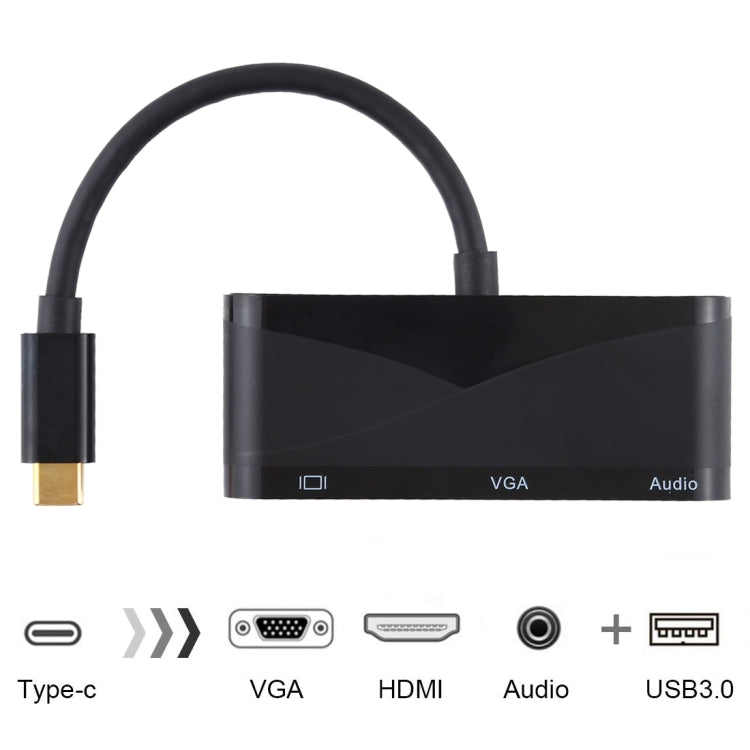 USB 2.0 + Port Audio + VGA + Adaptateur HUB HDMI vers USB-C/Type-C, Black, White