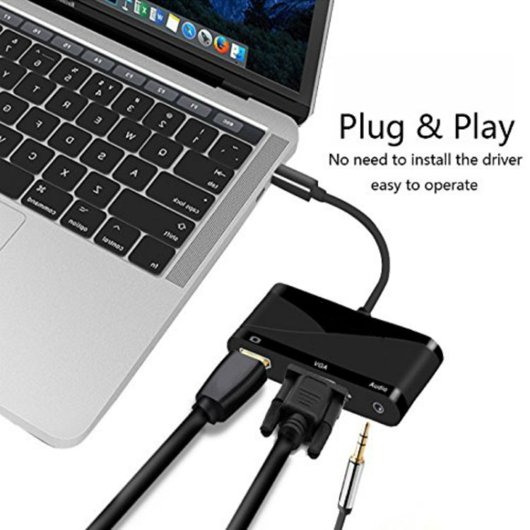 USB 2.0 + Port Audio + VGA + Adaptateur HUB HDMI vers USB-C/Type-C, Black, White