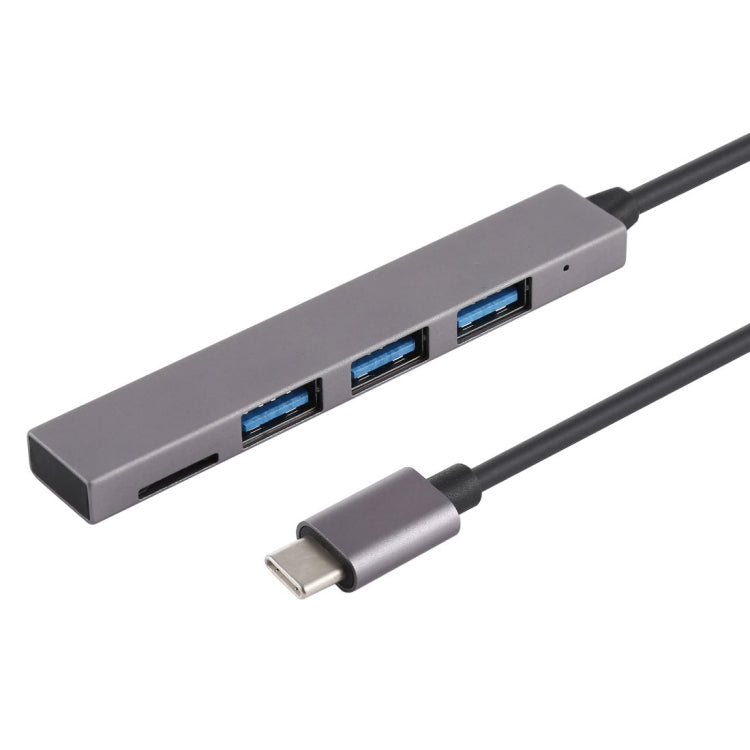 Lecteur de carte TF T-809B + 3 ports USB 3.0 vers convertisseur HUB USB-C/Type-C, longueur du câble : 13 cm