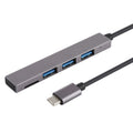 Lecteur de carte TF T-809B + 3 ports USB 3.0 vers convertisseur HUB USB-C/Type-C, longueur du câble : 13 cm