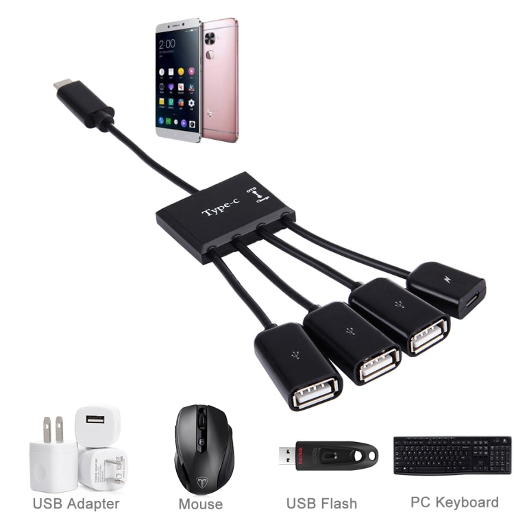 Câble HUB USB 2.0 OTG 4 en 1 pour PC et Gaming