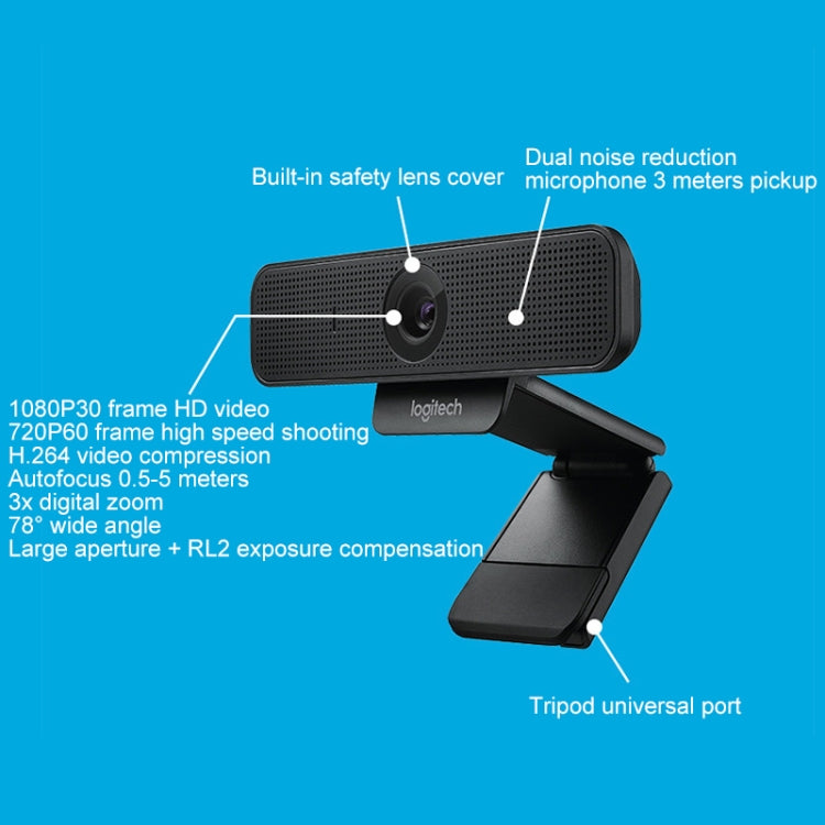 Webcam HD Logitech C925E 1080p pour PC avec sécurité
