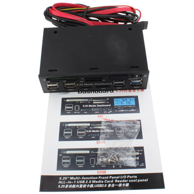 Lecteur de carte PC multimédia 5,25 pouces avec 8 ports USB