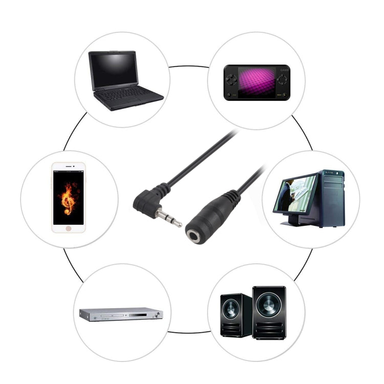 Câble adaptateur convertisseur audio stéréo coudé mâle de 2,5 mm vers femelle de 3,5 mm, 2.5 Male to 3.5 Female(Black)