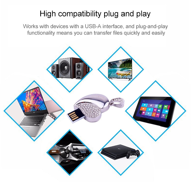 Bijoux en diamant en forme de cœur en argent, disque Flash USB, spécial pour les cadeaux de la saint-valentin, 2GB, 4GB, 8GB, 16GB