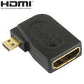 Adaptateur micro HDMI mâle vers HDMI femelle 19 broches plaqué or avec angle de 90 degrés, Micro HDMI to HDMI