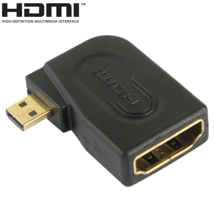 Adaptateur micro HDMI mâle vers HDMI femelle 19 broches plaqué or avec angle de 90 degrés, Micro HDMI to HDMI