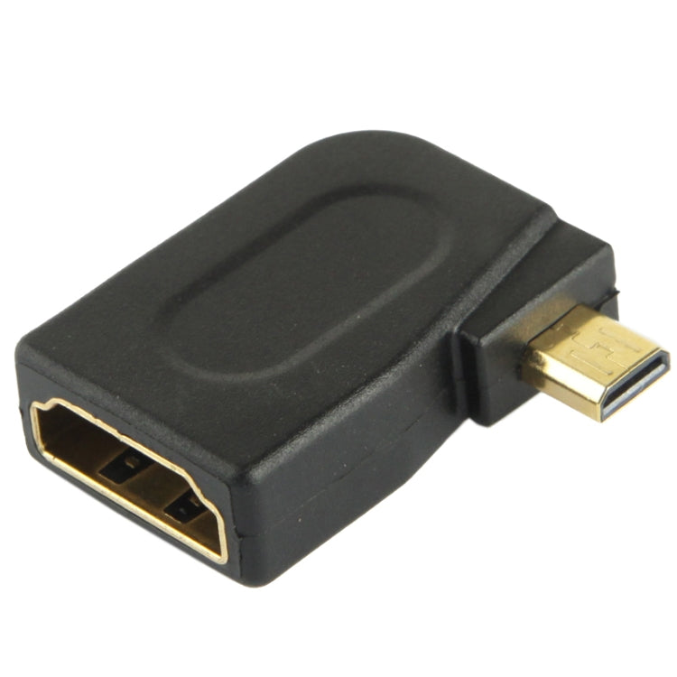 Adaptateur micro HDMI mâle vers HDMI femelle 19 broches plaqué or avec angle de 90 degrés, Micro HDMI to HDMI