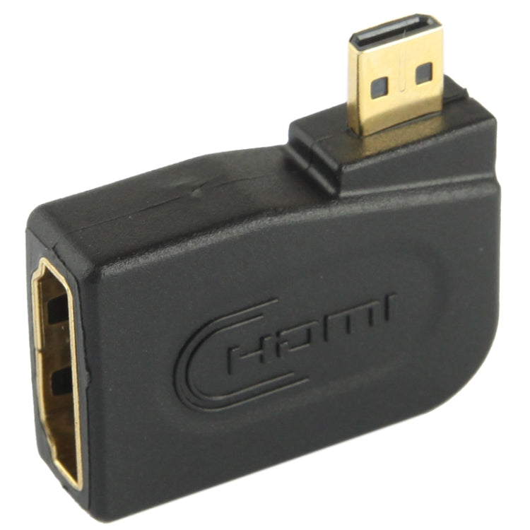 Adaptateur micro HDMI mâle vers HDMI femelle 19 broches plaqué or avec angle de 90 degrés, Micro HDMI to HDMI