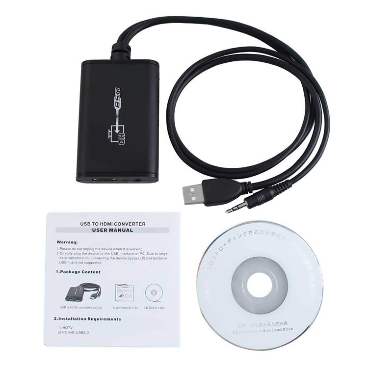 Adaptateur USB 2.0 vers HDMI Full HD pour PC et TV
