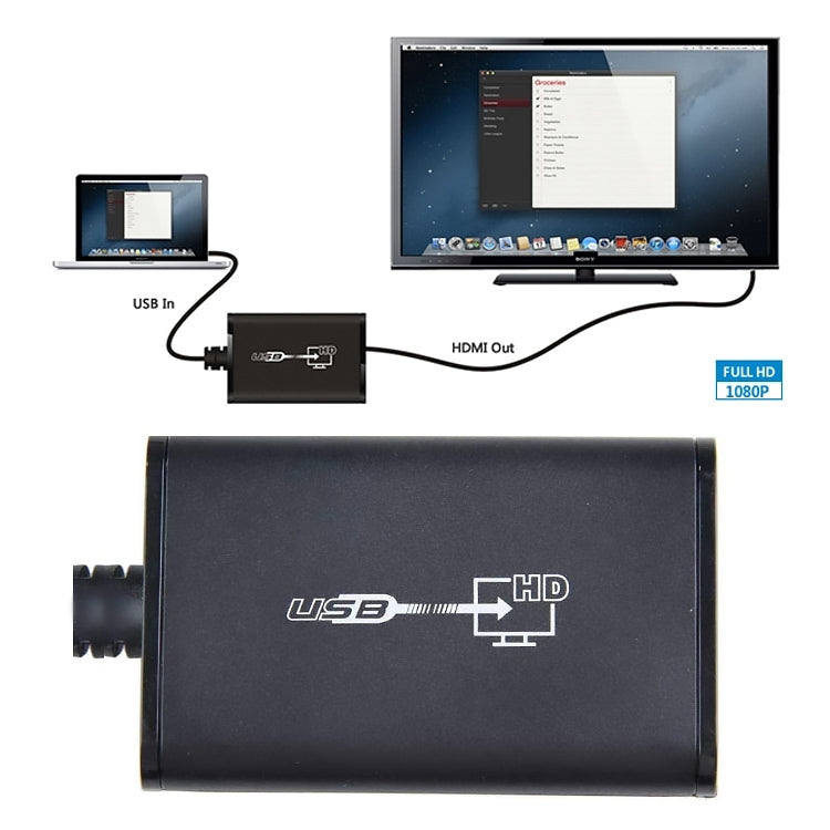 Adaptateur USB 2.0 vers HDMI Full HD pour PC et TV