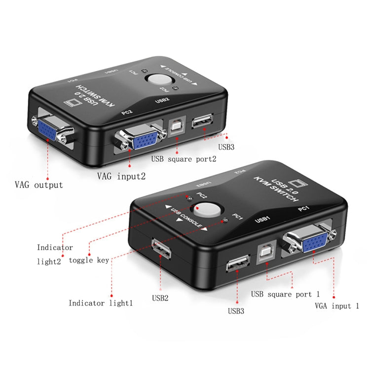 KVM-21UA : Switch KVM USB 2 Ports pour PC et Moniteurs