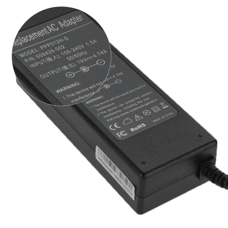 Adaptateur secteur 19 V 4,74 A pour ordinateur portable HP, pointes de sortie : 4,8 mm x 1,7 mm, 19V 4.74A