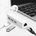 USB 2.0 Ethernet Adapter with 3-Port Hub for Gaming PC