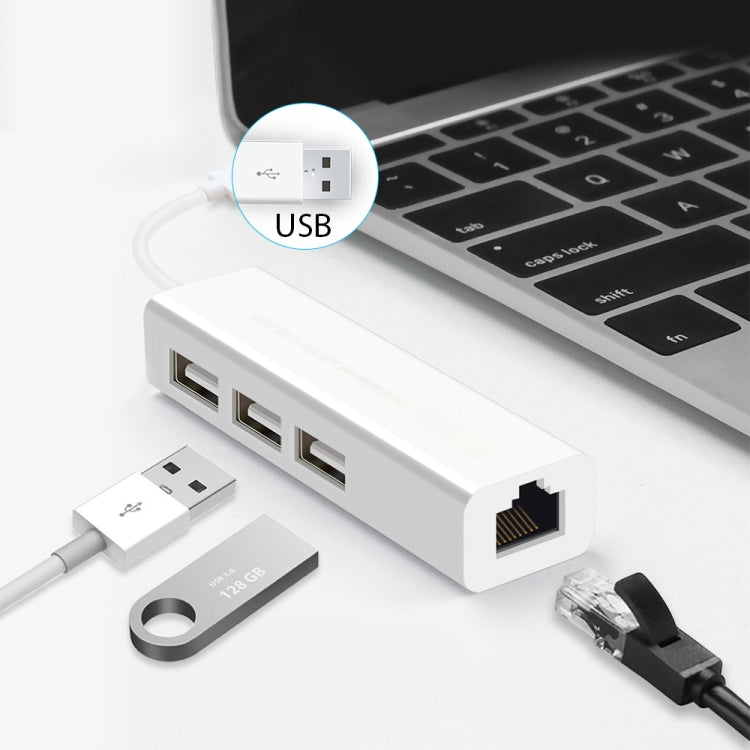 USB 2.0 Ethernet Adapter with 3-Port Hub for Gaming PC