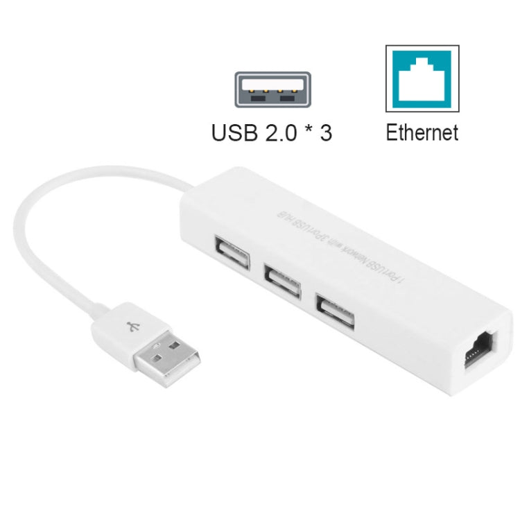 USB 2.0 Ethernet Adapter with 3-Port Hub for Gaming PC