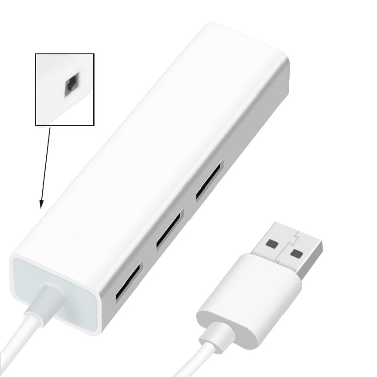 USB 2.0 Ethernet Adapter with 3-Port Hub for Gaming PC