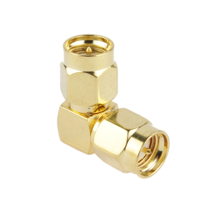 SMA Male to SMA Male 90 Degree Angle Gold Plated Adapter, SMA Male to Male