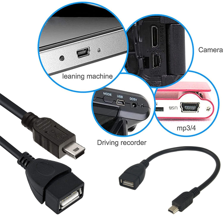 Câble adaptateur mini USB 5 broches vers USB 2.0 OTG 12cm