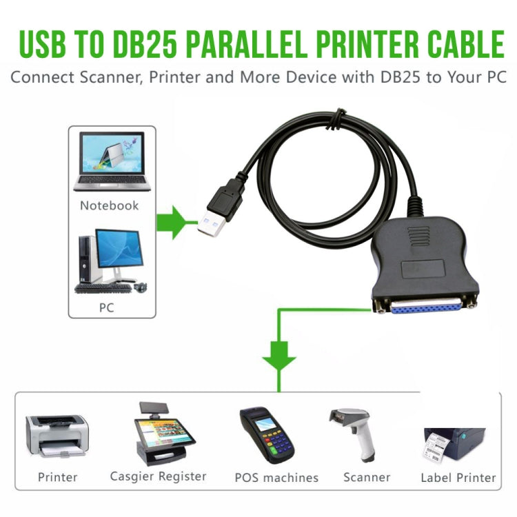 USB 2.0 to DB25 Female Printer Cable Gaming