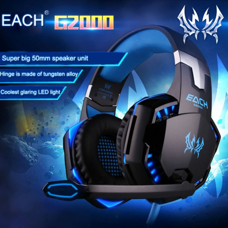 Casque de jeu EACH G2000 avec micro LED pour PC 2,2 m