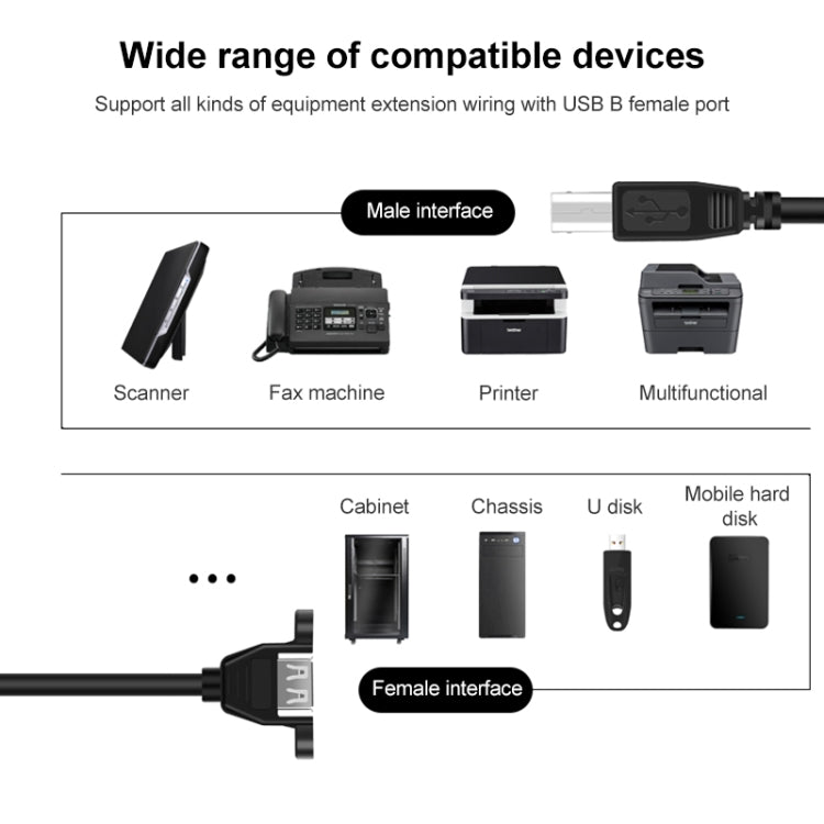 USB 2.0 Type-B Cable for Printer and Scanner - 50 cm