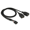 10-Pin Motherboard Female Header to 2 USB 2.0 Female Adapter Cables, Length: 50 cm, 10 Pin Motherboard to 2 USB AF
