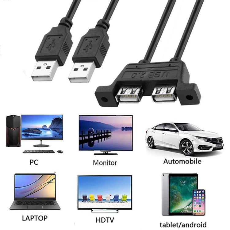 USB 2.0 Male to 2 Female Y Splitter Cable - 50 cm Extension