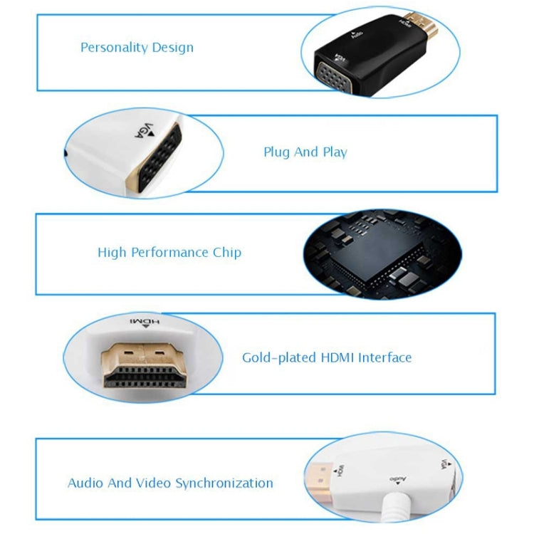 1080P HDMI to VGA Adapter with Audio for PC and TV