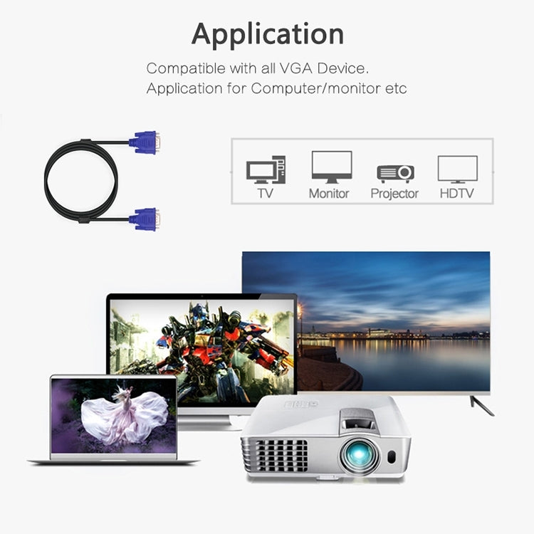 Câble VGA 15 broches 1.5m pour moniteur et projecteur