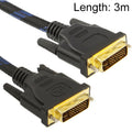 Câble vidéo DVI-I Dual Link 24+5 broches mâle à mâle M/M de style filet en nylon, longueur : 3 m, DVI 24+5 3m