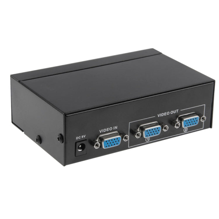 Répartiteur vidéo VGA à 2 ports FJ-2502A, haute résolution 1920x1440, prise en charge de la bande passante vidéo 250MHz, 2 Ports Splitter Black