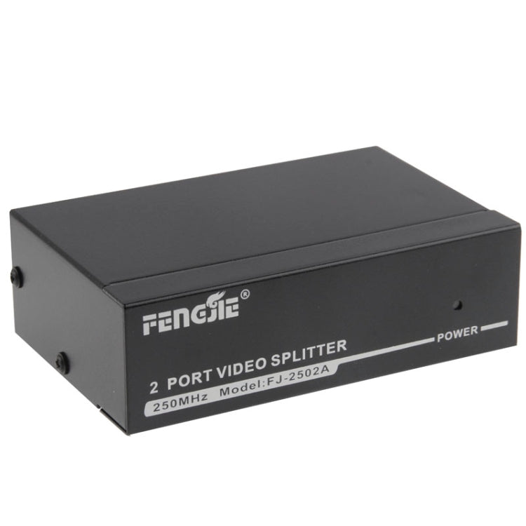 Répartiteur vidéo VGA à 2 ports FJ-2502A, haute résolution 1920x1440, prise en charge de la bande passante vidéo 250MHz, 2 Ports Splitter Black
