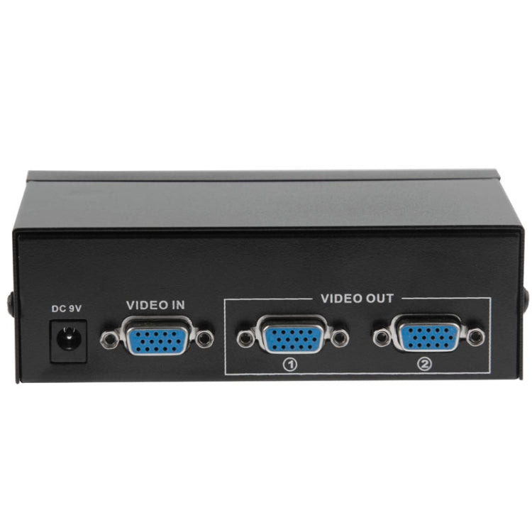 Répartiteur vidéo VGA à 2 ports FJ-2502A, haute résolution 1920x1440, prise en charge de la bande passante vidéo 250MHz, 2 Ports Splitter Black