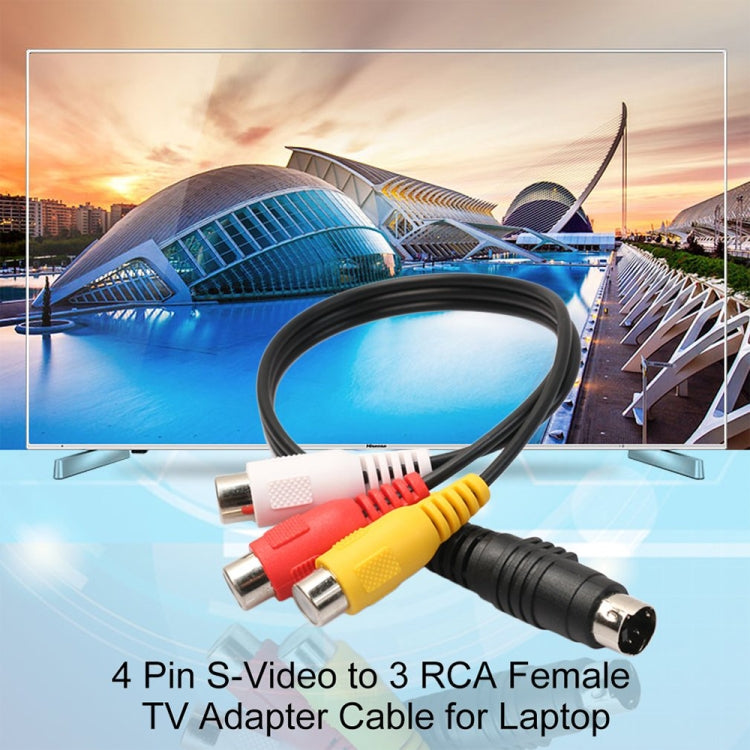 Adaptateur de câble AV femelle convertisseur S-Vidéo TV vers RCA à 4 broches, longueur: 20 cm, S-Video to AV 3RCA Female