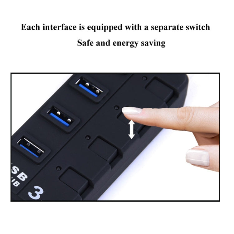7-Port USB 3.0 Hub with Individual Switches for Each Data Transfer Port, 7 Ports (White), 7 Ports (Black)