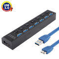 HUB USB 3.0 à 7 ports, super vitesse 5 Gbit/s, Plug and Play, prise en charge de 1 To, 7 Ports (Black), 7 Ports (White)
