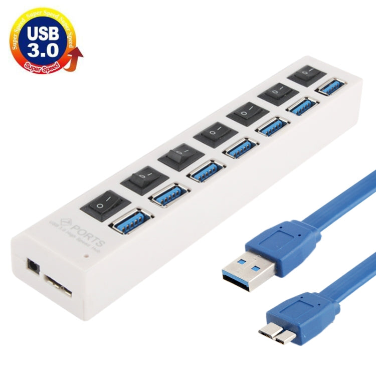 7-Port USB 3.0 Hub, 5Gbps Super Speed, Plug and Play, 1TB Support, 7 Ports (Black), 7 Ports (White)
