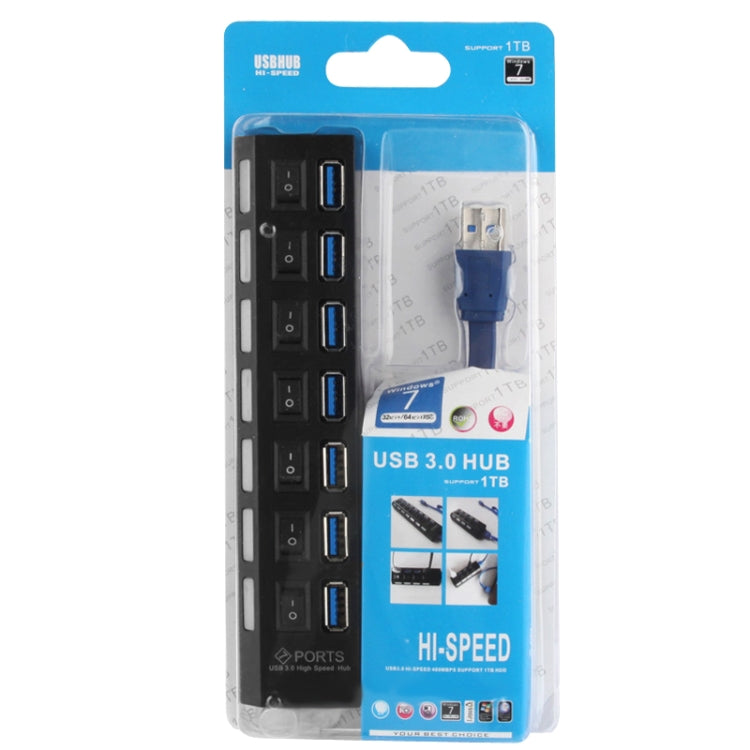 HUB USB 3.0 à 7 ports, super vitesse 5 Gbit/s, Plug and Play, prise en charge de 1 To, 7 Ports (Black), 7 Ports (White)