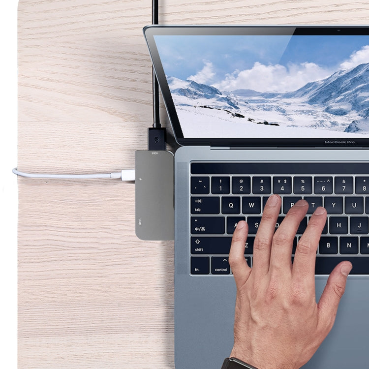 Dual USB-C/Type-C to PD + USB 3.0 + HDMI Multifunctional Extension HUB Adapter