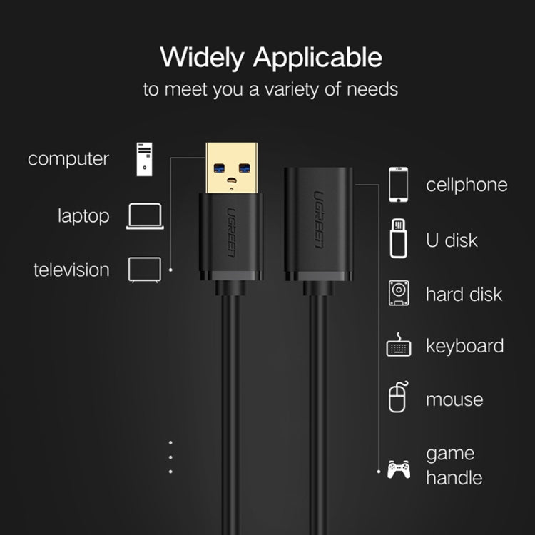 Ugreen 1 m USB 3.0 mâle à femelle synchronisation de données câble de rallonge de Transmission super rapide, Length: 1m