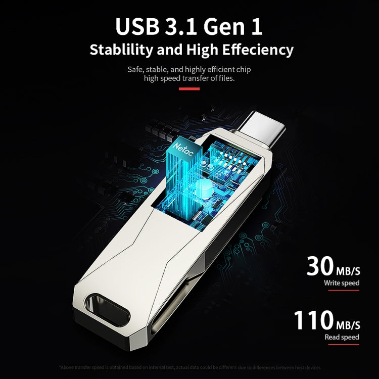 Lecteur Flash USB-C 128 Go pour PC et Gaming - Netac U782C