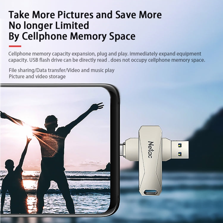 Lecteur Flash USB-C 128 Go pour PC et Gaming - Netac U782C